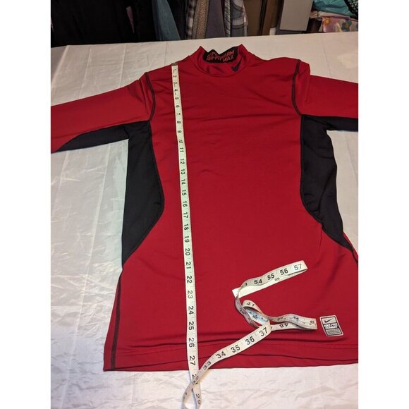NIKE PRO COMBAT HYPERWARM LONG SLEEVE SHIRT RED BLACK FITTED MENS Size SMALL - Picture 9 of 13